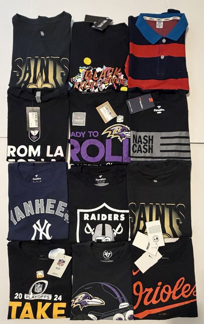 12 T-Shirt Lot ALL SPORTS Bundle Random Sports Team NFL MLB NHL NBA Size Small